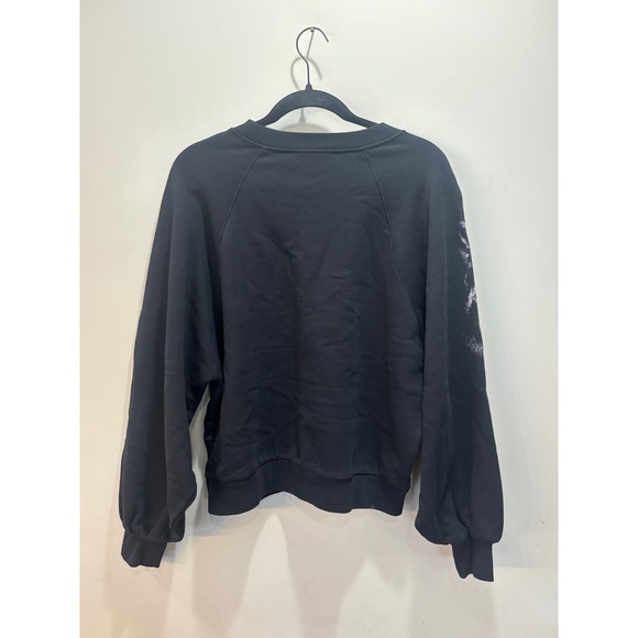 AllSaints Turin Cygnet Sweatshirt Black Organic Cotton Tiger Graphic Womens M - Picture 2 of 8